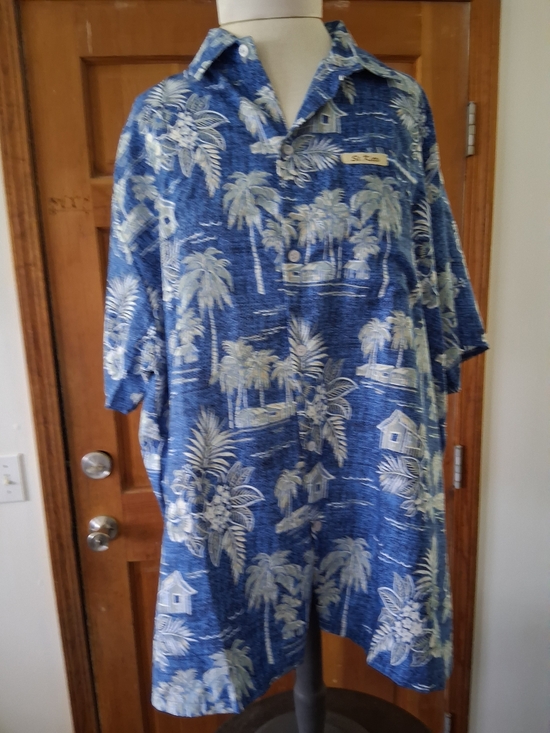 Paradise Other - Blue Tropical Print Short-Sleeve Button-Down Shirt